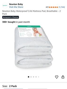 Newton Breathable Waterproof Crib Mattress Pads - White